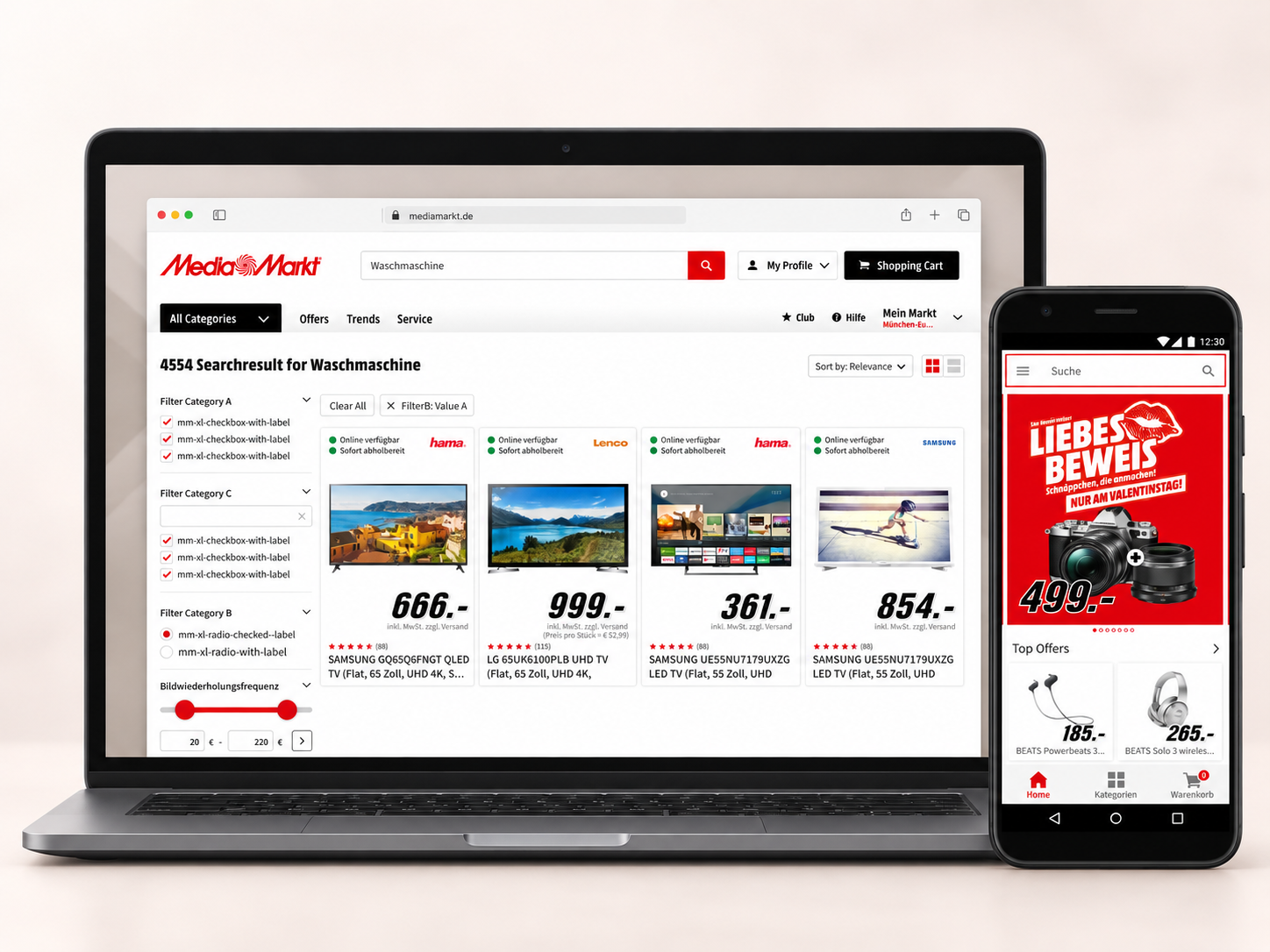 Media Markt Saturn · Munich · Device mockup based on the project design