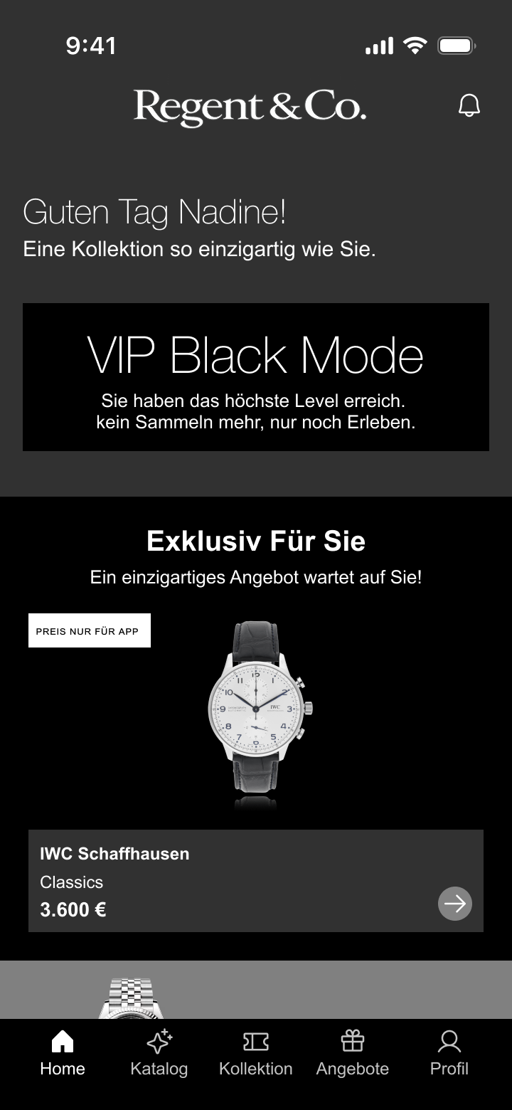 Dunkle Regent & Co. VIP-Variante mit erreichtem höchstem Level und exklusiven Angeboten