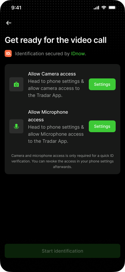 Missing camera and microphone permissions with direct links to settings